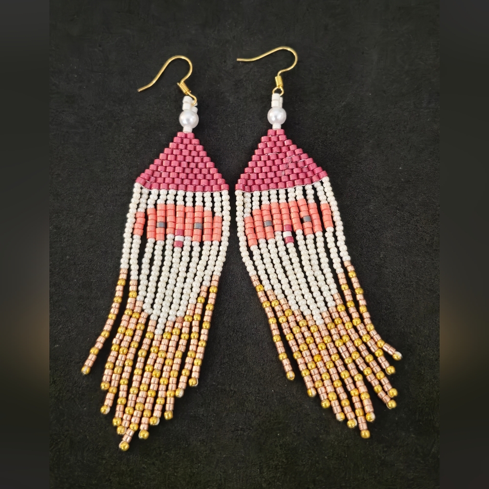 women's earrings made of Czech beads Santa Claus Christmas gift - Picture 5 of 5